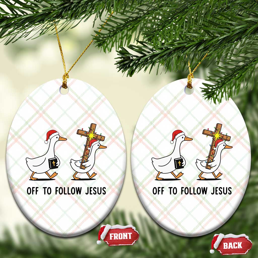 Christian Christmas Goose Ceramic Ornament Off To Follow Jesus - Wonder Print Shop