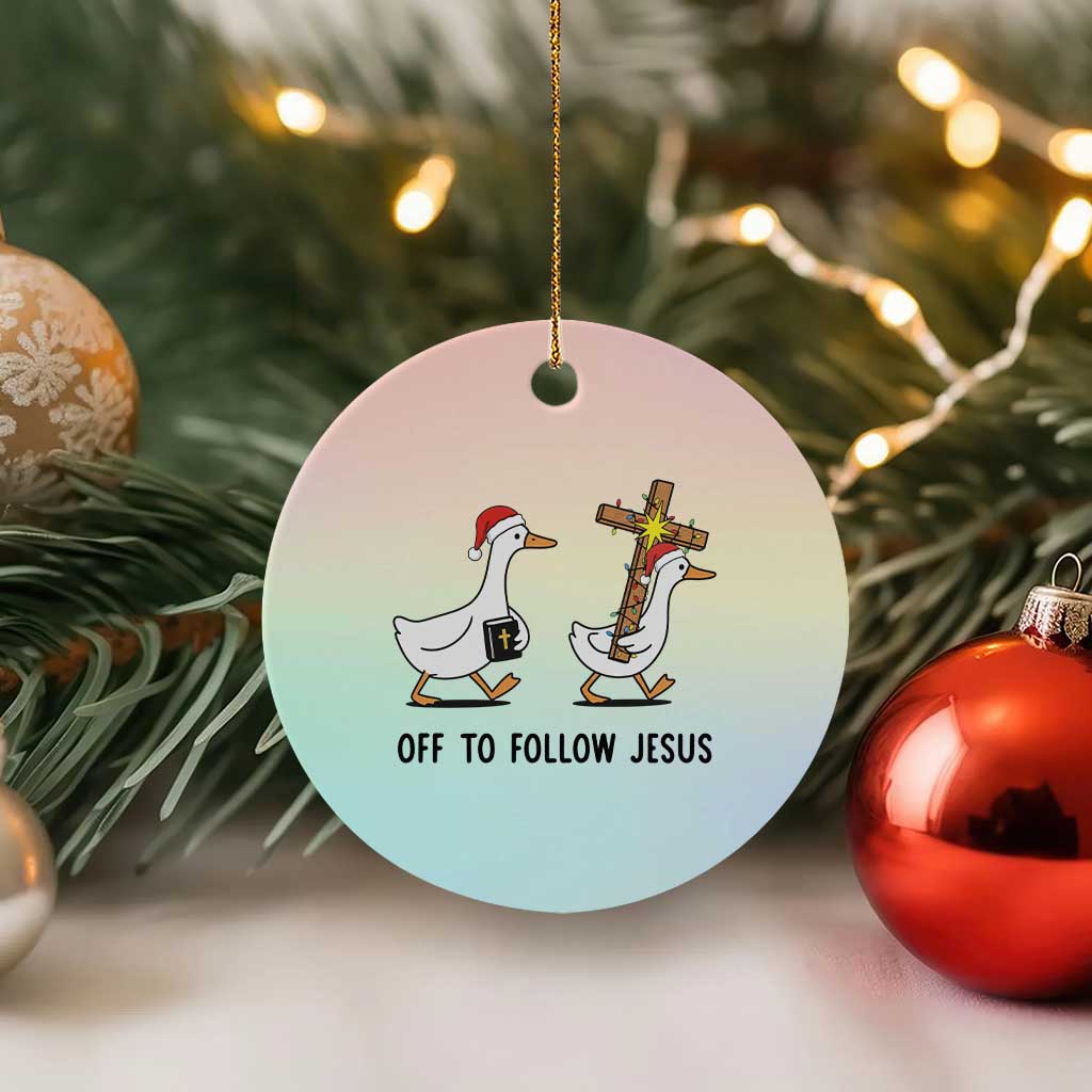 Christian Christmas Goose Ceramic Ornament Off To Follow Jesus - Wonder Print Shop