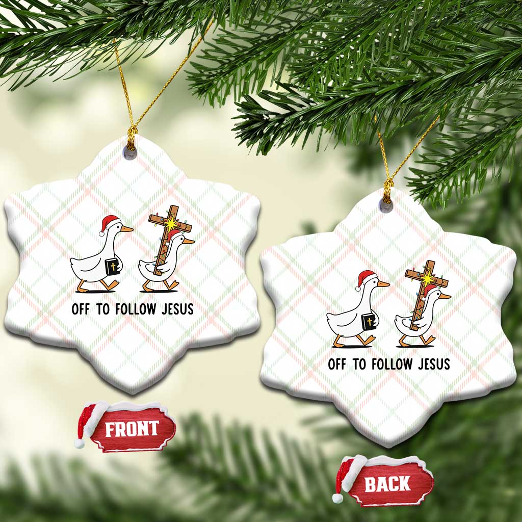 Christian Christmas Goose Ceramic Ornament Off To Follow Jesus - Wonder Print Shop