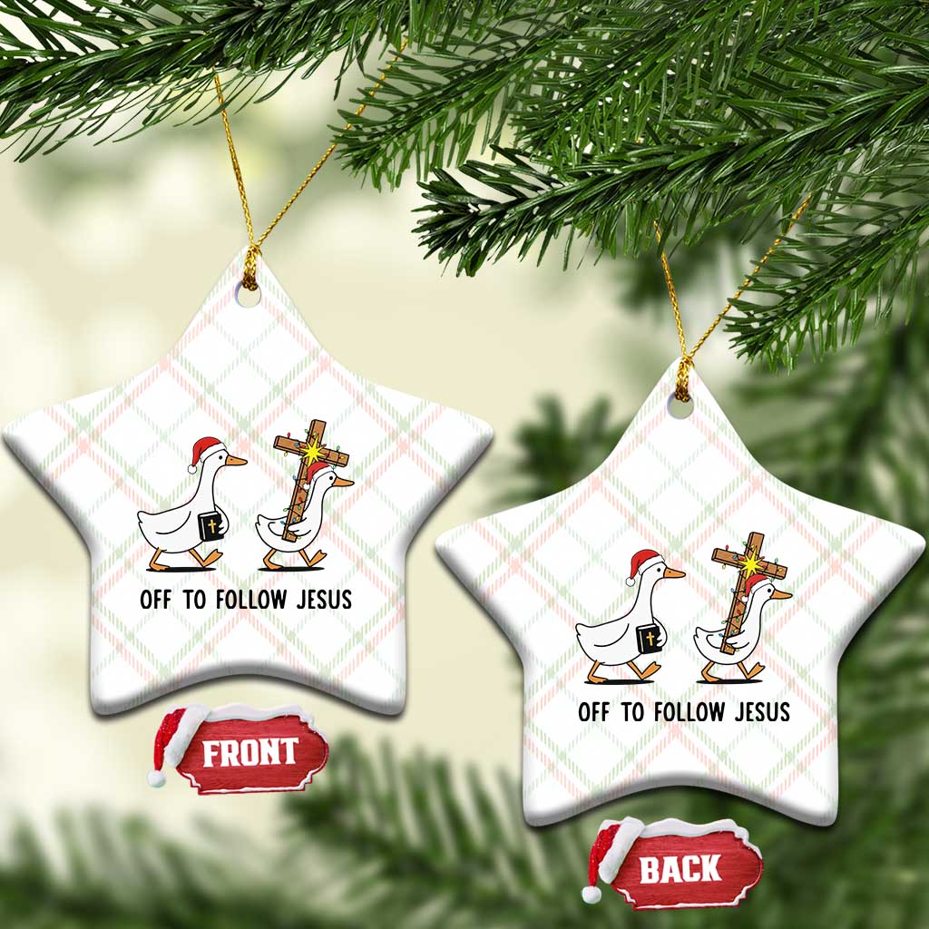 Christian Christmas Goose Ceramic Ornament Off To Follow Jesus - Wonder Print Shop