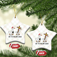 Christian Christmas Goose Ceramic Ornament Off To Follow Jesus - Wonder Print Shop