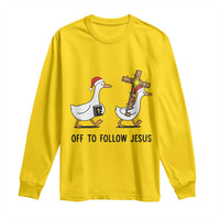 Christian Christmas Goose Long Sleeve Shirt Off To Follow Jesus - Wonder Print Shop
