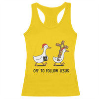 Christian Christmas Goose Racerback Tank Top Off To Follow Jesus - Wonder Print Shop