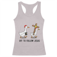 Christian Christmas Goose Racerback Tank Top Off To Follow Jesus - Wonder Print Shop