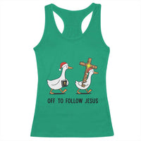 Christian Christmas Goose Racerback Tank Top Off To Follow Jesus - Wonder Print Shop