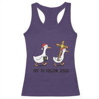 Christian Christmas Goose Racerback Tank Top Off To Follow Jesus - Wonder Print Shop