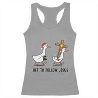 Christian Christmas Goose Racerback Tank Top Off To Follow Jesus - Wonder Print Shop