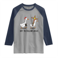 Christian Christmas Goose Raglan Shirt Off To Follow Jesus - Wonder Print Shop