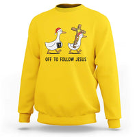 Christian Christmas Goose Sweatshirt Off To Follow Jesus - Wonder Print Shop