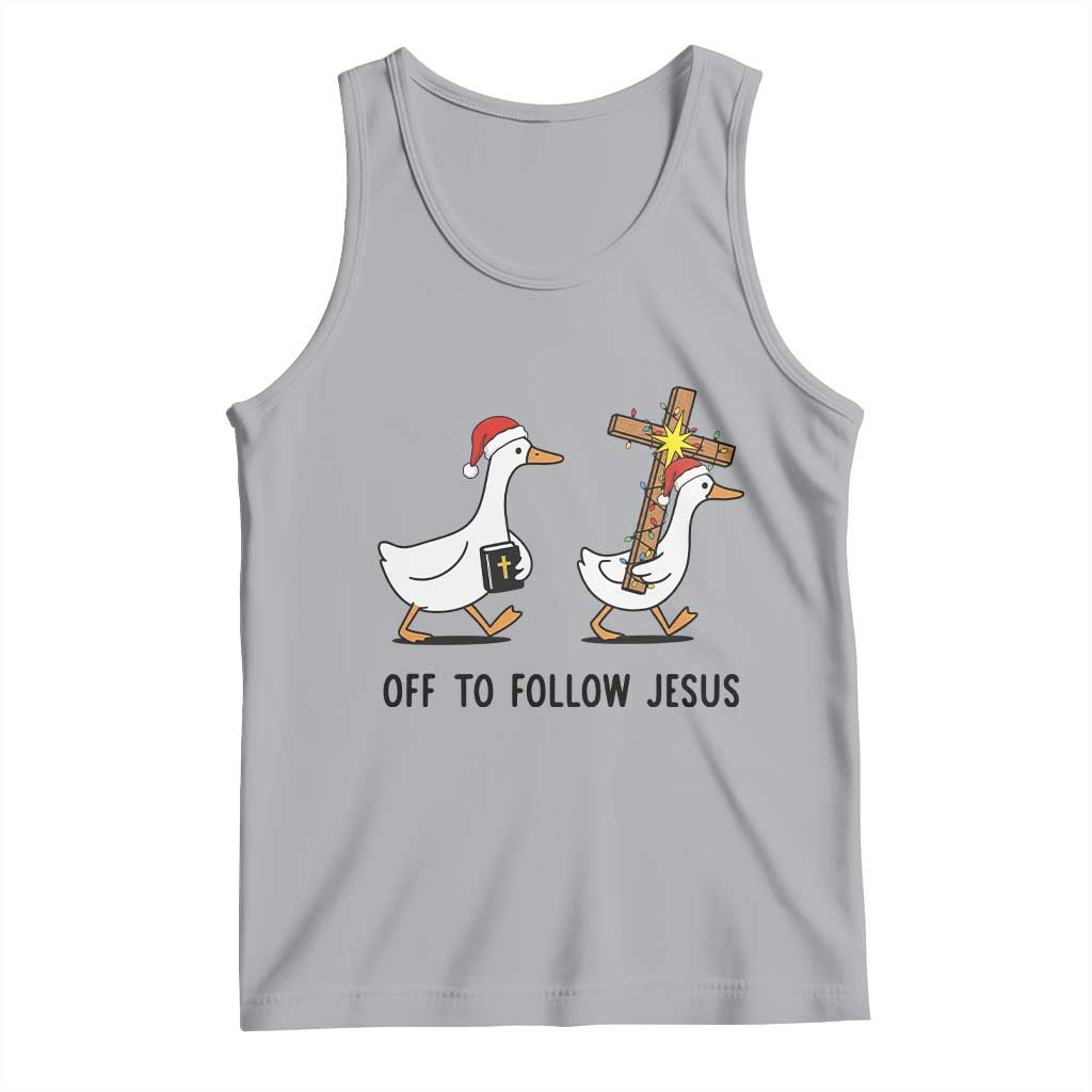 Christian Christmas Goose Tank Top Off To Follow Jesus - Wonder Print Shop