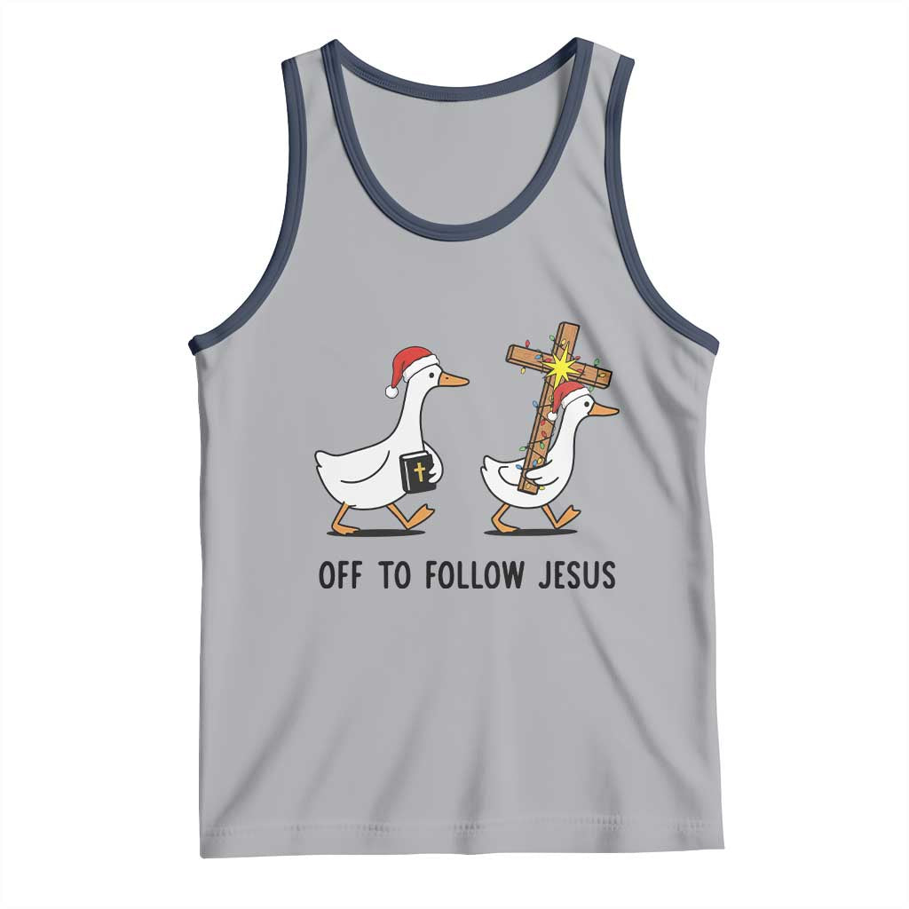 Christian Christmas Goose Tank Top Off To Follow Jesus - Wonder Print Shop