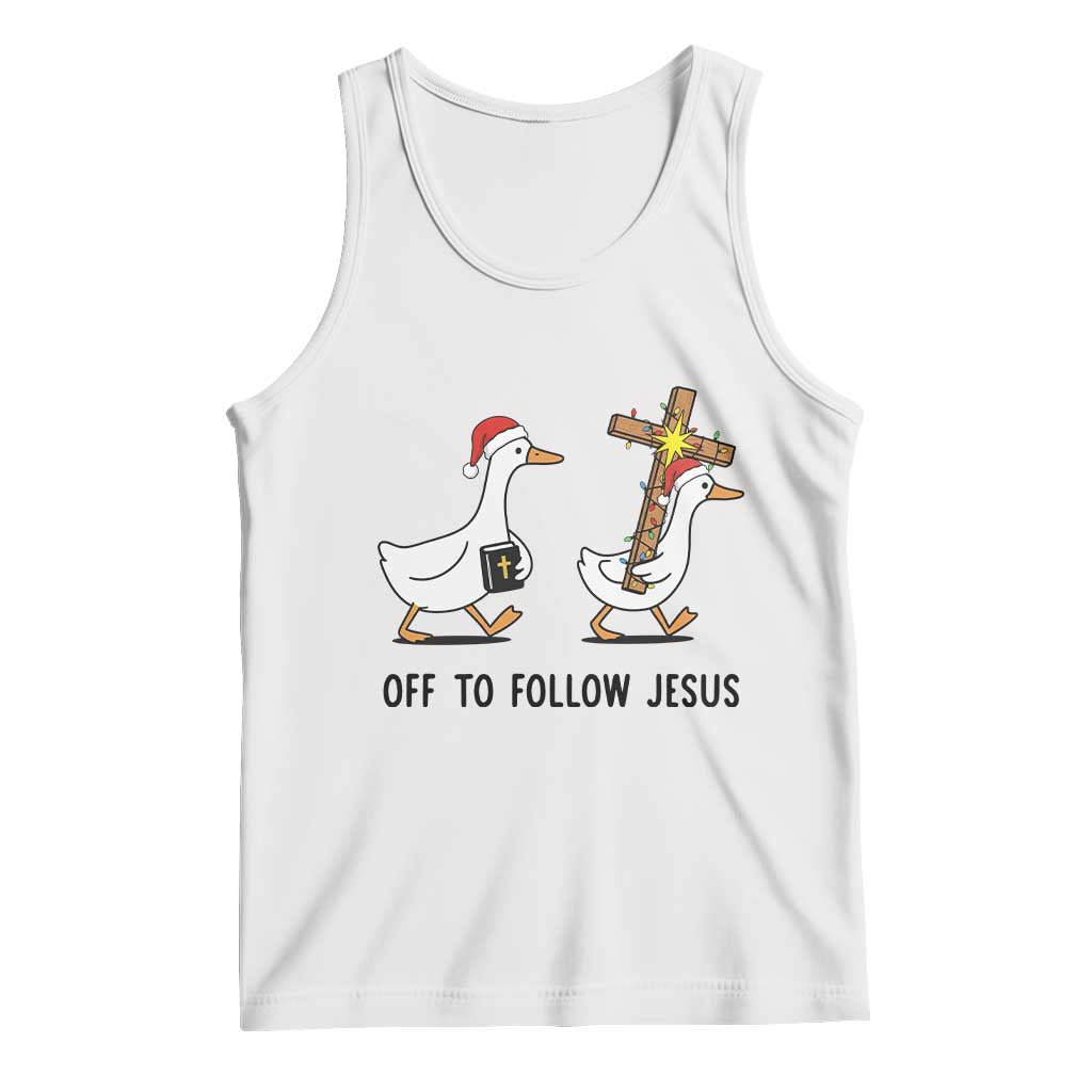Christian Christmas Goose Tank Top Off To Follow Jesus - Wonder Print Shop