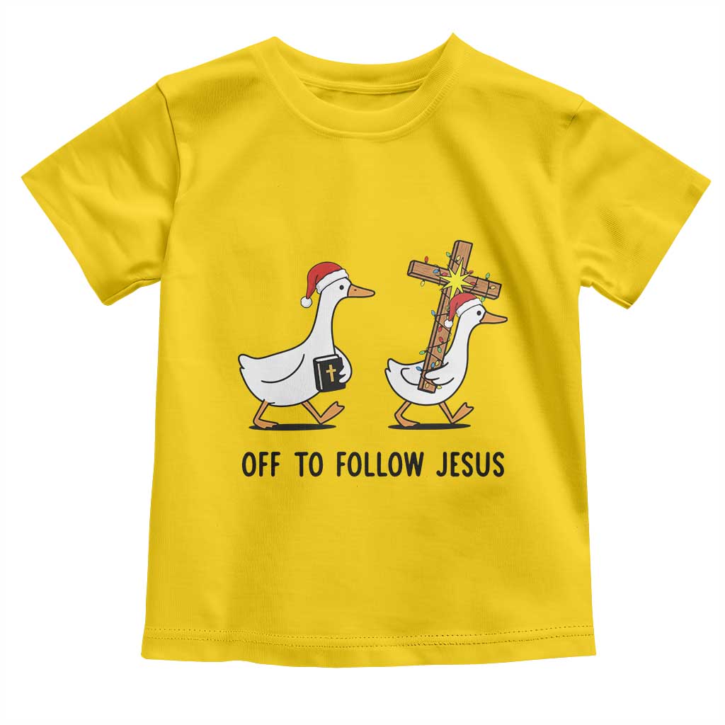 Christian Christmas Goose Toddler T Shirt Off To Follow Jesus - Wonder Print Shop