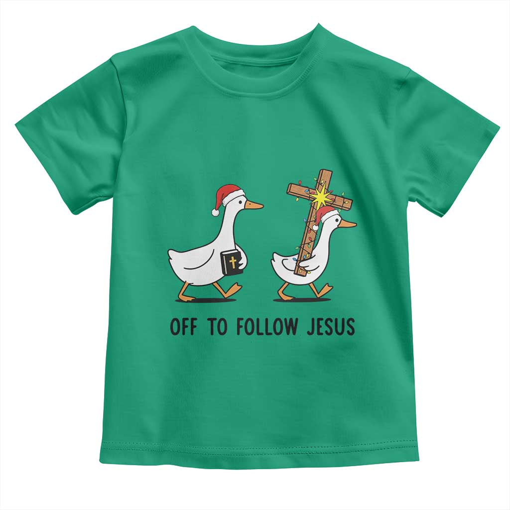 Christian Christmas Goose Toddler T Shirt Off To Follow Jesus - Wonder Print Shop