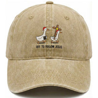 Christian Christmas Goose Washed Cotton Baseball Cap Off To Follow Jesus