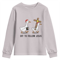 Christian Christmas Goose Youth Sweatshirt Off To Follow Jesus - Wonder Print Shop