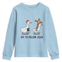 Christian Christmas Goose Youth Sweatshirt Off To Follow Jesus - Wonder Print Shop