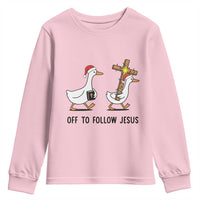 Christian Christmas Goose Youth Sweatshirt Off To Follow Jesus - Wonder Print Shop