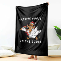 Festive Goose On The Loose Christmas Throw Blanket Funny Goose Gingerbread Xmas - Wonder Print Shop