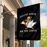Festive Goose On The Loose Christmas Garden Flag Funny Goose Gingerbread Xmas - Wonder Print Shop