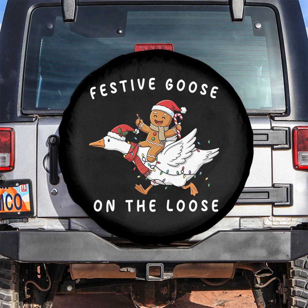 Festive Goose On The Loose Christmas Spare Tire Cover Funny Goose Gingerbread Xmas - Wonder Print Shop