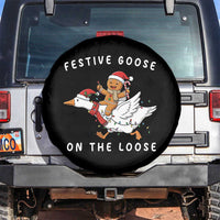 Festive Goose On The Loose Christmas Spare Tire Cover Funny Goose Gingerbread Xmas - Wonder Print Shop