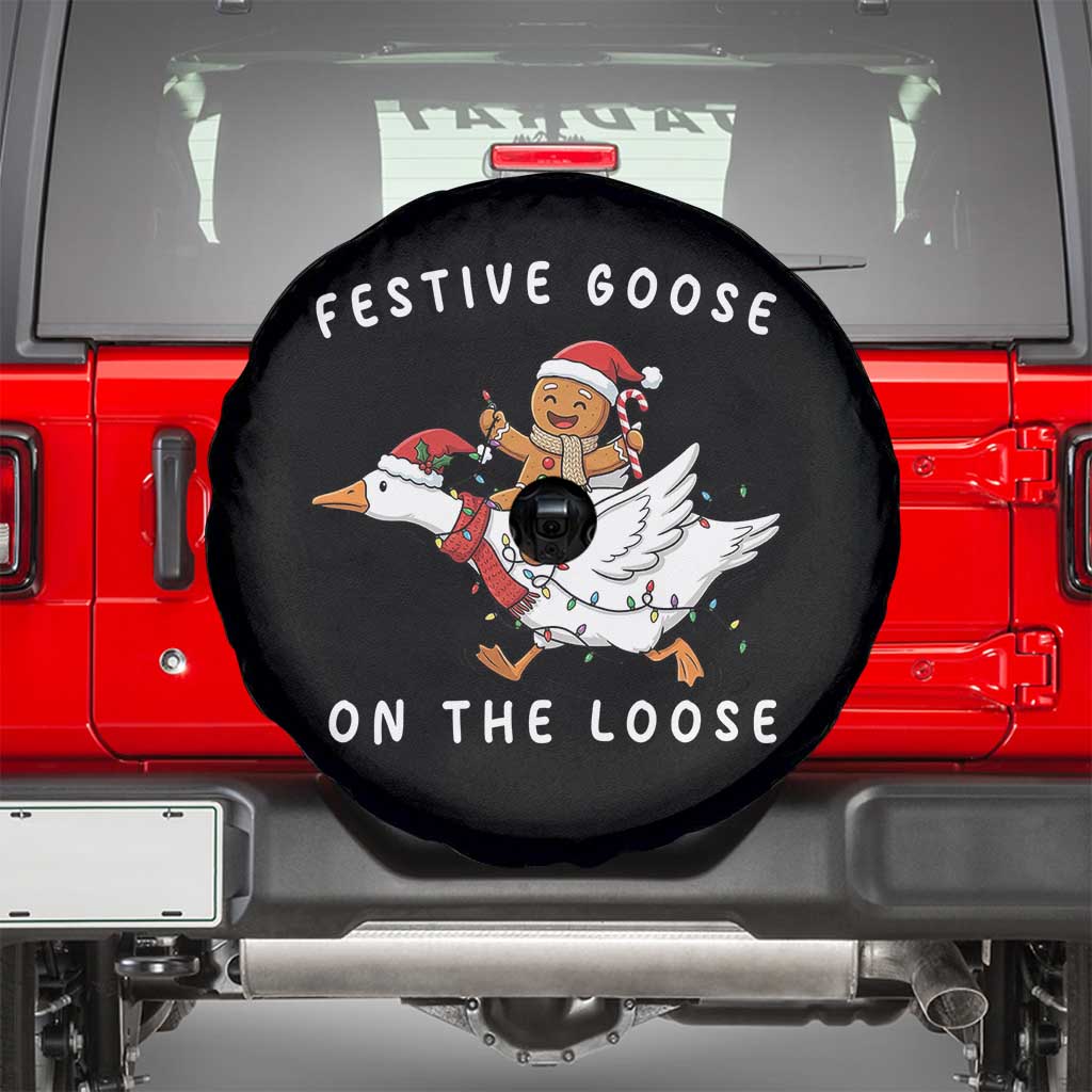 Festive Goose On The Loose Christmas Spare Tire Cover Funny Goose Gingerbread Xmas - Wonder Print Shop