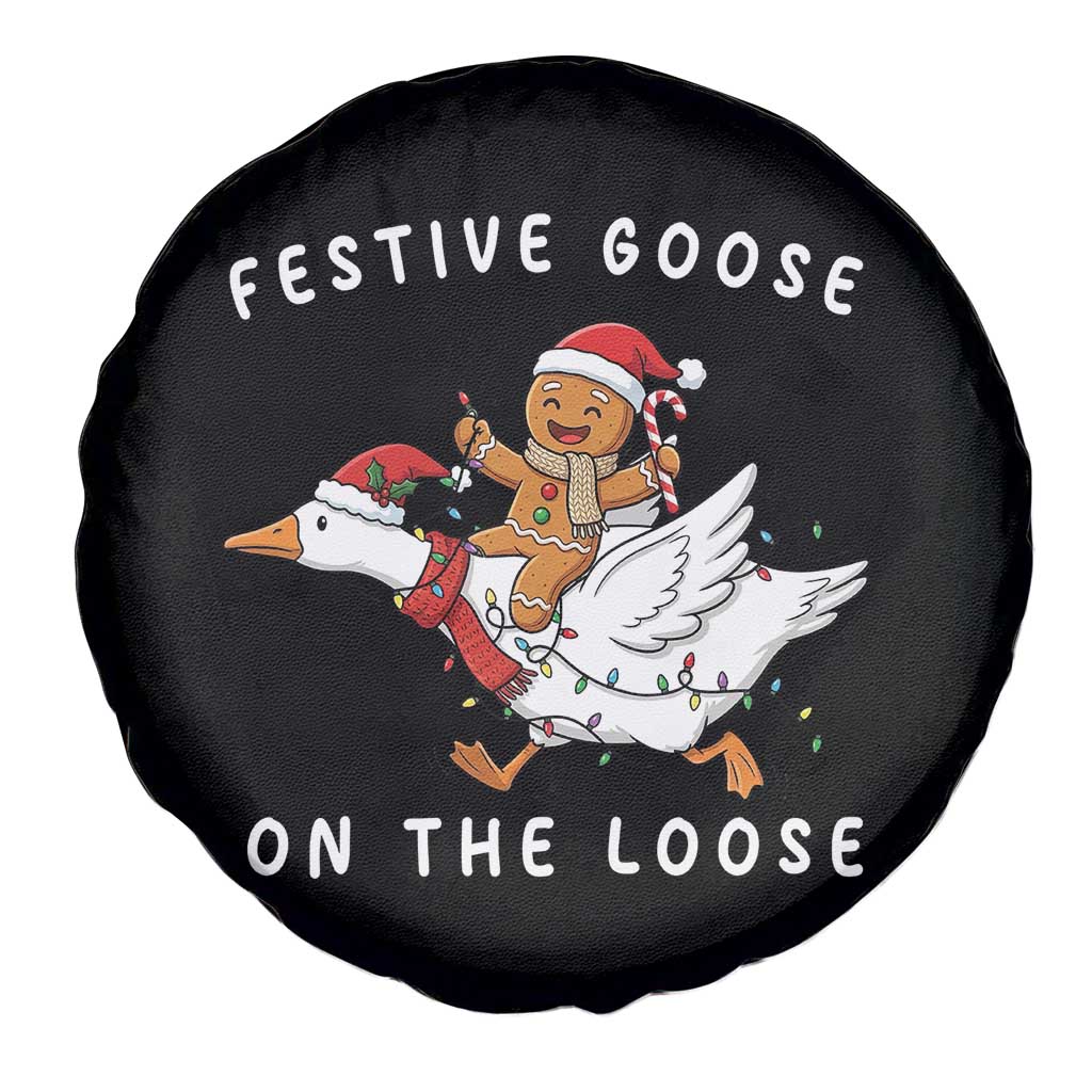 Festive Goose On The Loose Christmas Spare Tire Cover Funny Goose Gingerbread Xmas - Wonder Print Shop