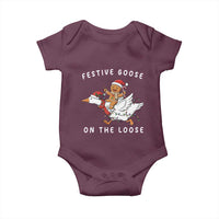 Festive Goose On The Loose Christmas Baby Onesie Funny Goose Gingerbread Xmas - Wonder Print Shop