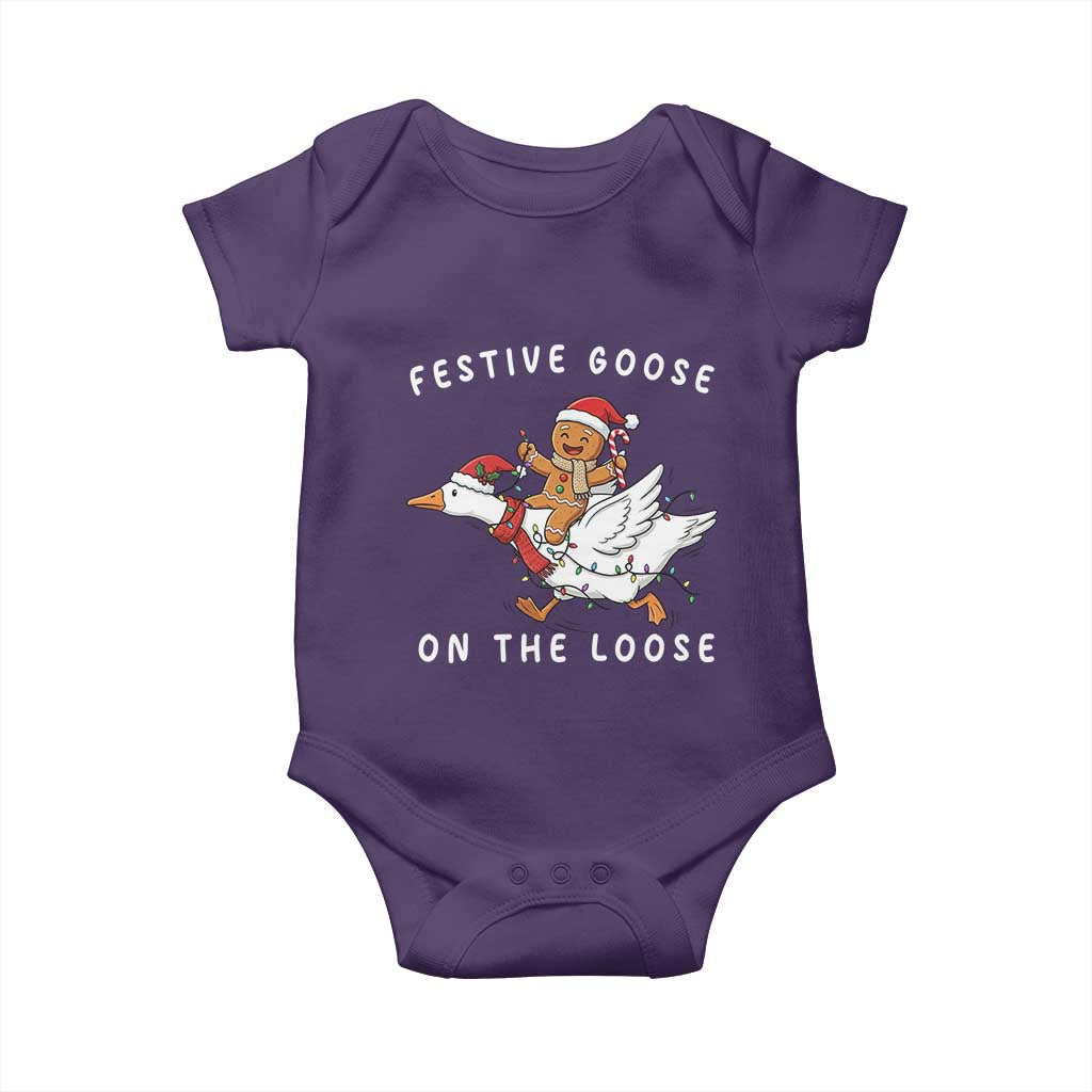 Festive Goose On The Loose Christmas Baby Onesie Funny Goose Gingerbread Xmas - Wonder Print Shop