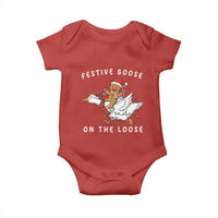 Festive Goose On The Loose Christmas Baby Onesie Funny Goose Gingerbread Xmas - Wonder Print Shop