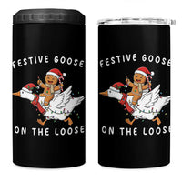 Festive Goose On The Loose Christmas 4 in 1 Can Cooler Tumbler Funny Goose Gingerbread Xmas - Wonder Print Shop