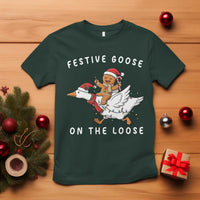 Festive Goose On The Loose Christmas T Shirt Funny Goose Gingerbread Xmas - Wonder Print Shop