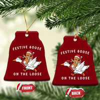 Festive Goose On The Loose Christmas Ceramic Ornament Funny Goose Gingerbread Xmas - Wonder Print Shop