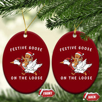 Festive Goose On The Loose Christmas Ceramic Ornament Funny Goose Gingerbread Xmas - Wonder Print Shop