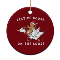 Festive Goose On The Loose Christmas Ceramic Ornament Funny Goose Gingerbread Xmas - Wonder Print Shop