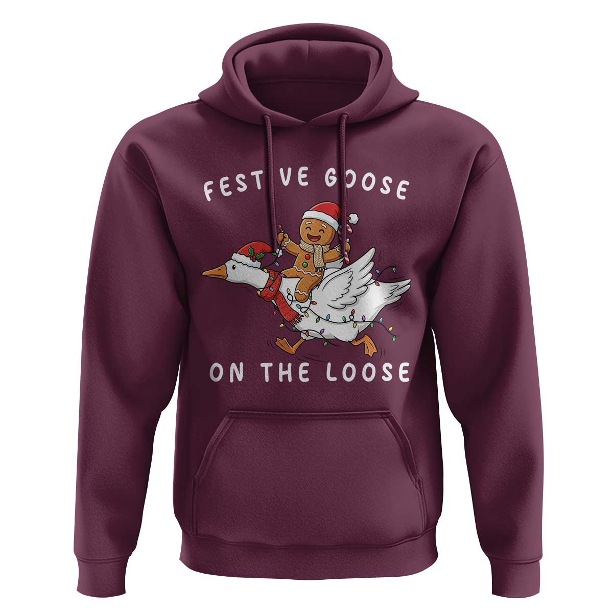 Festive Goose On The Loose Christmas Hoodie Funny Goose Gingerbread Xmas - Wonder Print Shop