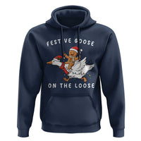Festive Goose On The Loose Christmas Hoodie Funny Goose Gingerbread Xmas - Wonder Print Shop