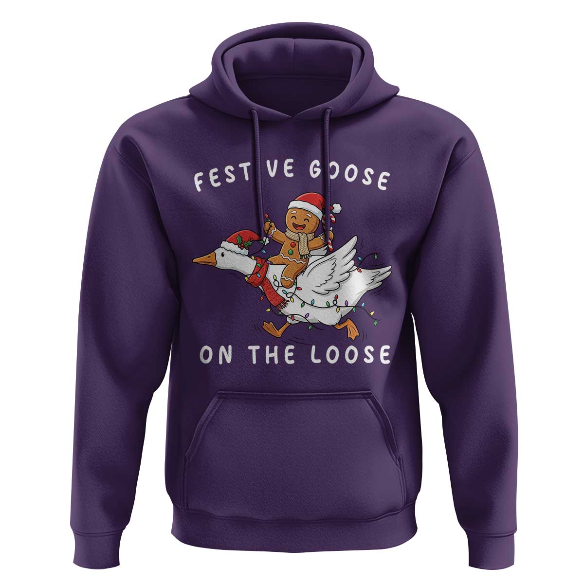 Festive Goose On The Loose Christmas Hoodie Funny Goose Gingerbread Xmas - Wonder Print Shop