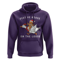 Festive Goose On The Loose Christmas Hoodie Funny Goose Gingerbread Xmas - Wonder Print Shop