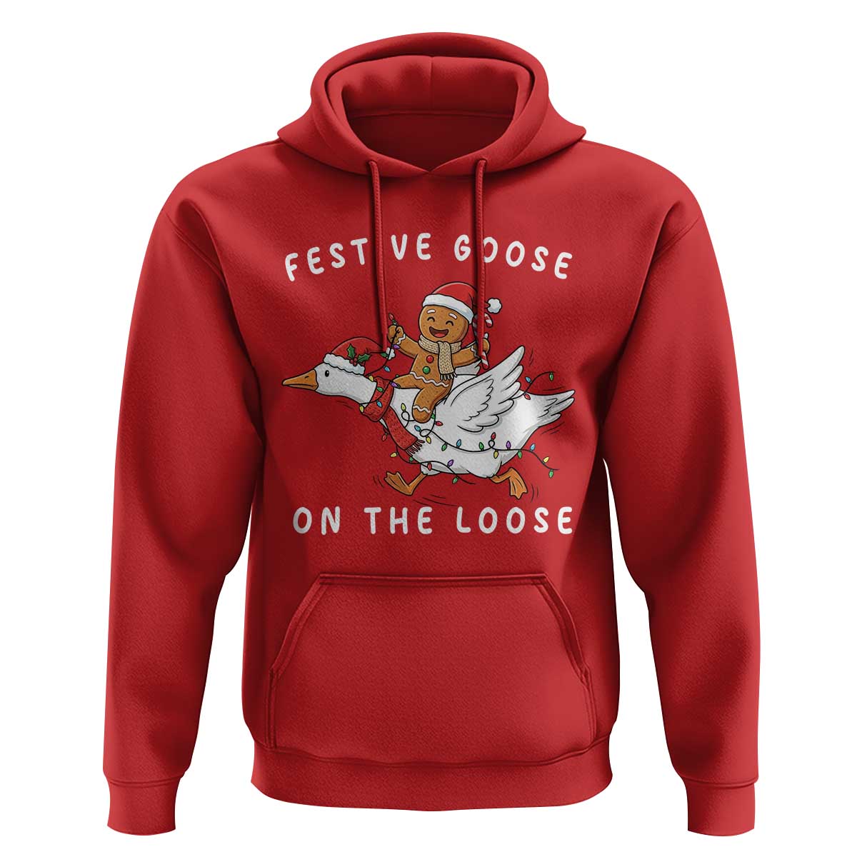 Festive Goose On The Loose Christmas Hoodie Funny Goose Gingerbread Xmas - Wonder Print Shop