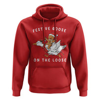 Festive Goose On The Loose Christmas Hoodie Funny Goose Gingerbread Xmas - Wonder Print Shop