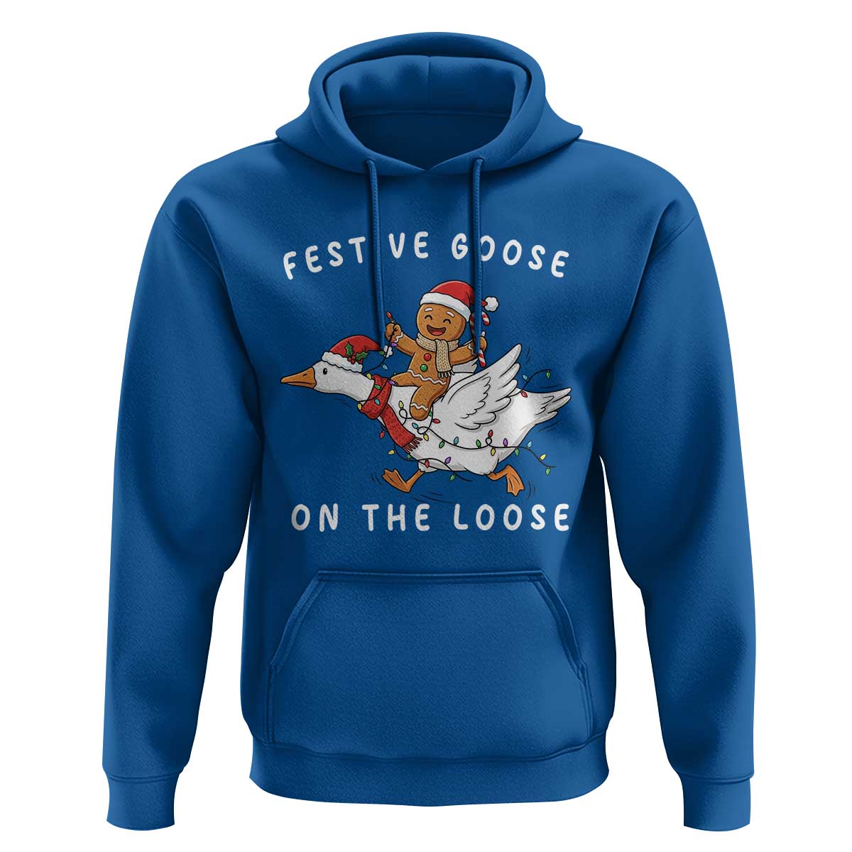 Festive Goose On The Loose Christmas Hoodie Funny Goose Gingerbread Xmas - Wonder Print Shop