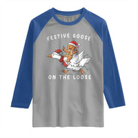 Festive Goose On The Loose Christmas Raglan Shirt Funny Goose Gingerbread Xmas - Wonder Print Shop