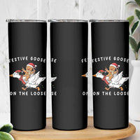 Festive Goose On The Loose Christmas Skinny Tumbler Funny Goose Gingerbread Xmas - Wonder Print Shop