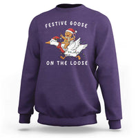 Festive Goose On The Loose Christmas Sweatshirt Funny Goose Gingerbread Xmas - Wonder Print Shop