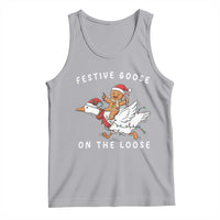 Festive Goose On The Loose Christmas Tank Top Funny Goose Gingerbread Xmas - Wonder Print Shop