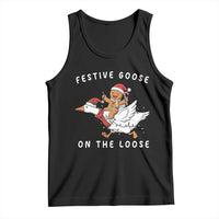 Festive Goose On The Loose Christmas Tank Top Funny Goose Gingerbread Xmas - Wonder Print Shop