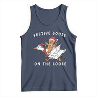 Festive Goose On The Loose Christmas Tank Top Funny Goose Gingerbread Xmas - Wonder Print Shop