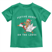 Festive Goose On The Loose Christmas Toddler T Shirt Funny Goose Gingerbread Xmas - Wonder Print Shop